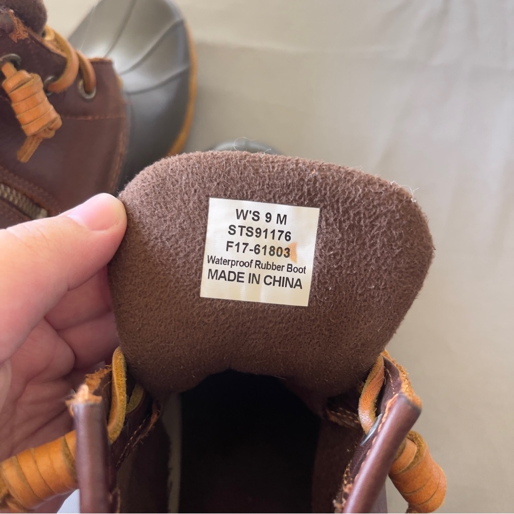 Sperry Saltwater Duck Boots | Brown Leather & Rubber Waterproof Boots Size 9 - Picture 5 of 7